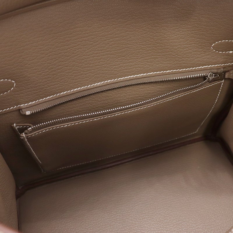 エルメス バーキン25 エトゥープ/シルバー金具 トゴ G刻印 HERMES Birkin ハンドバッグ