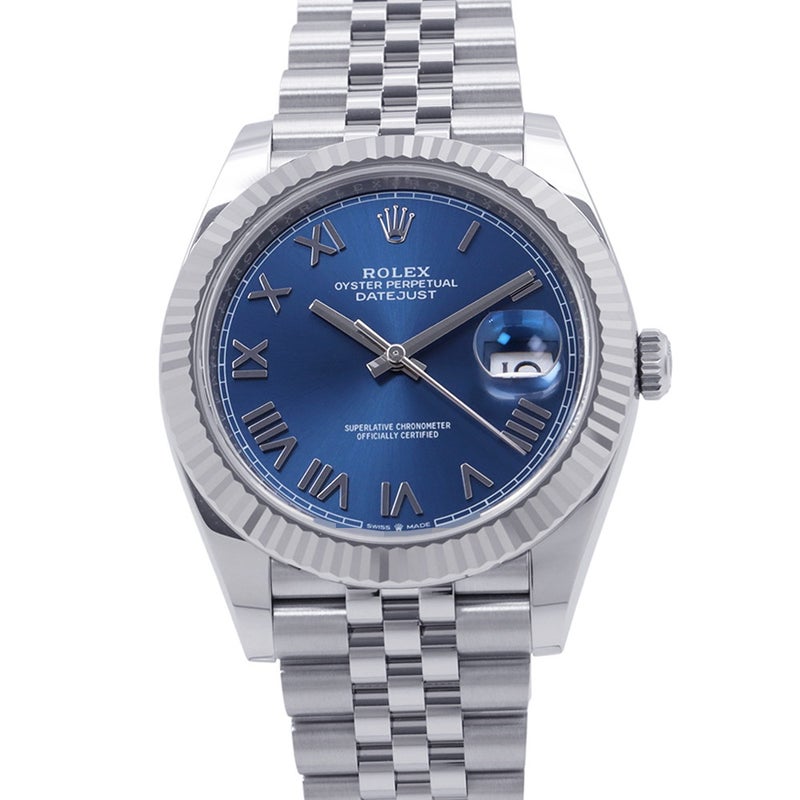 ロレックス デイトジャスト41 SS/K18WG ランダムシリアル ルーレット 126334 ROLEX 腕時計 ブライトブルー文字盤