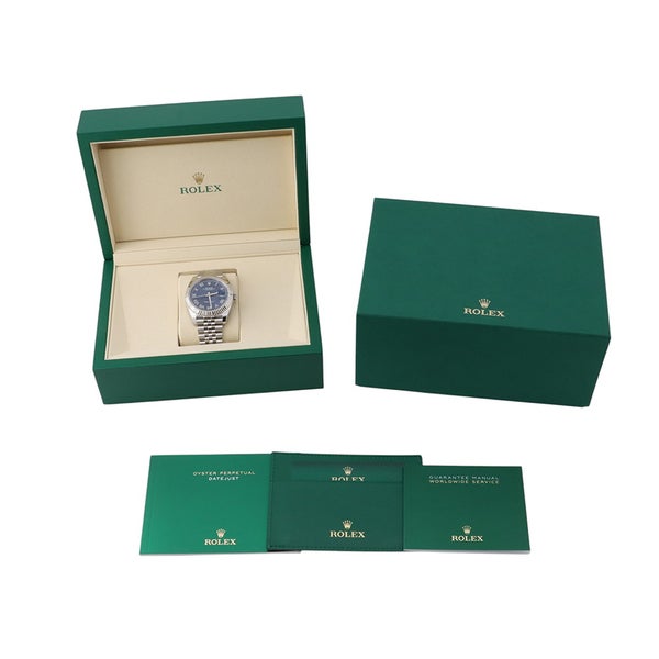 ロレックス デイトジャスト41 SS/K18WG ランダムシリアル ルーレット 126334 ROLEX 腕時計 ブライトブルー文字盤