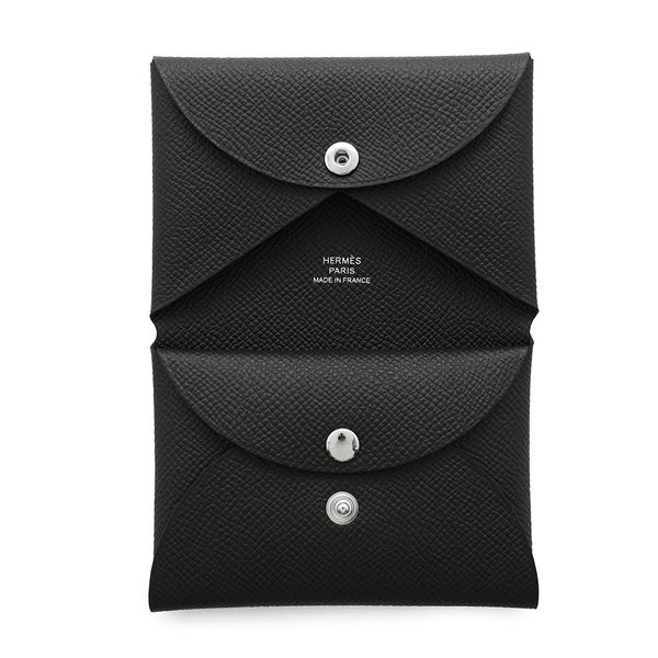 エルメス コインケース カルヴィ デュオ ブラック/シルバー金具 エプソン K刻印 黒