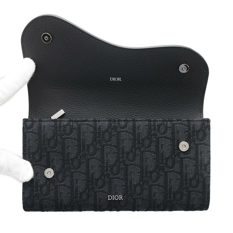 クリスチャン・ディオール 長財布 オブリーク サドル ロングウォレット ジャカード 2ADBC321YKS Christian Dior 黒 トロッター