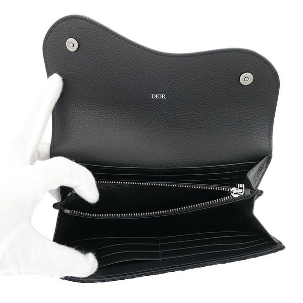 クリスチャン・ディオール 長財布 オブリーク サドル ロングウォレット ジャカード 2ADBC321YKS Christian Dior 黒 トロッター