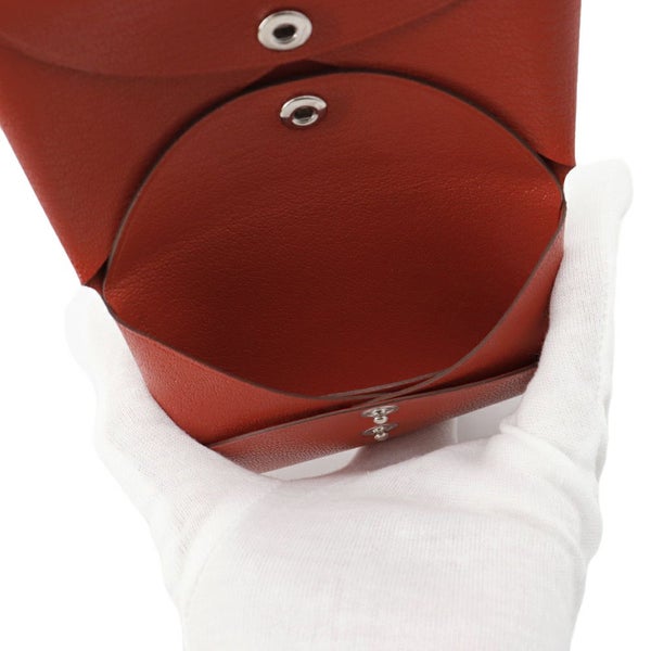 エルメス コインケース カルヴィ デュオ ルージュクー/シルバー金具 シェブルミゾル W刻印 財布