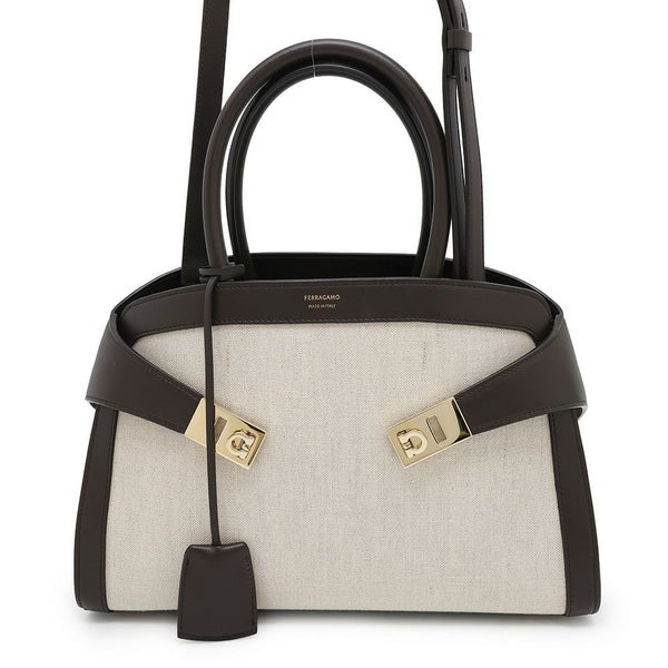 フェラガモ ハンドバッグ ハグ Hug S キャンバス カーフレザー 216377 Ferragamo 2way