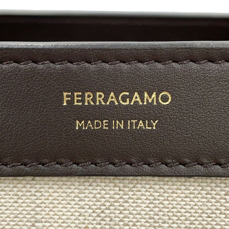 フェラガモ ハンドバッグ ハグ Hug S キャンバス カーフレザー 216377 Ferragamo 2way