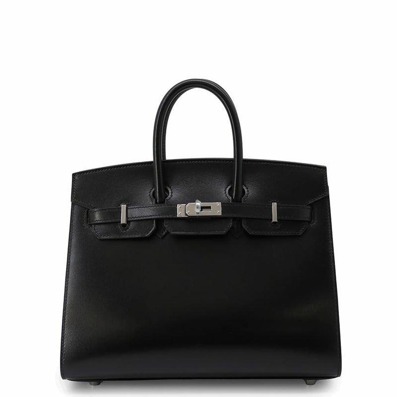 エルメス バーキン25 セリエ ブラック/シルバー金具 ボックスカーフ W刻印 HERMES Birkin ハンドバッグ 黒