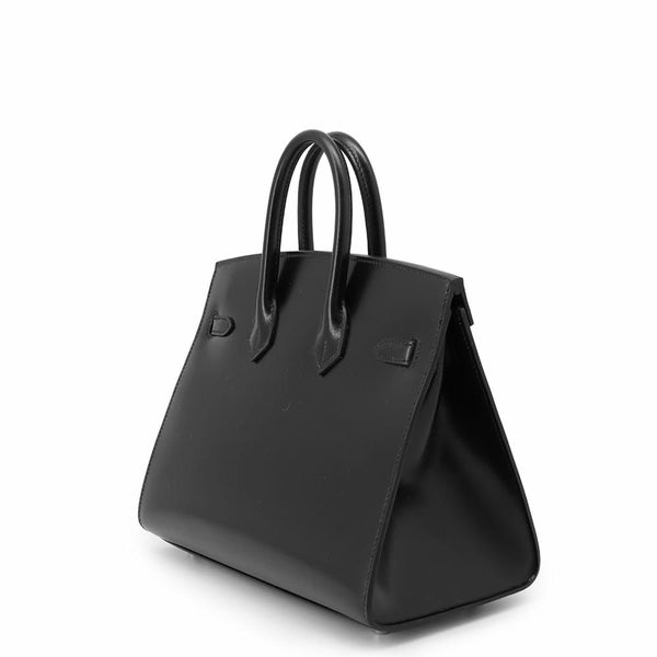 エルメス バーキン25 セリエ ブラック/シルバー金具 ボックスカーフ W刻印 HERMES Birkin ハンドバッグ 黒