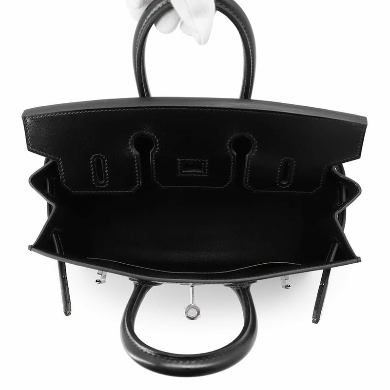 エルメス バーキン25 セリエ ブラック/シルバー金具 ボックスカーフ W刻印 HERMES Birkin ハンドバッグ 黒