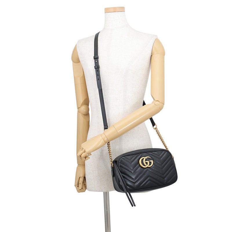 グッチ チェーンショルダーバッグ GGマーモント キルティング スモール 447632 GUCCI バッグ 黒