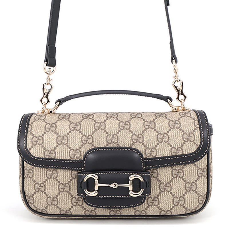 グッチ ハンドバッグ ホースビット 1955 ソフト スモール トップハンドルバッグ GGスプリーム 815206 GUCCI 2way 黒