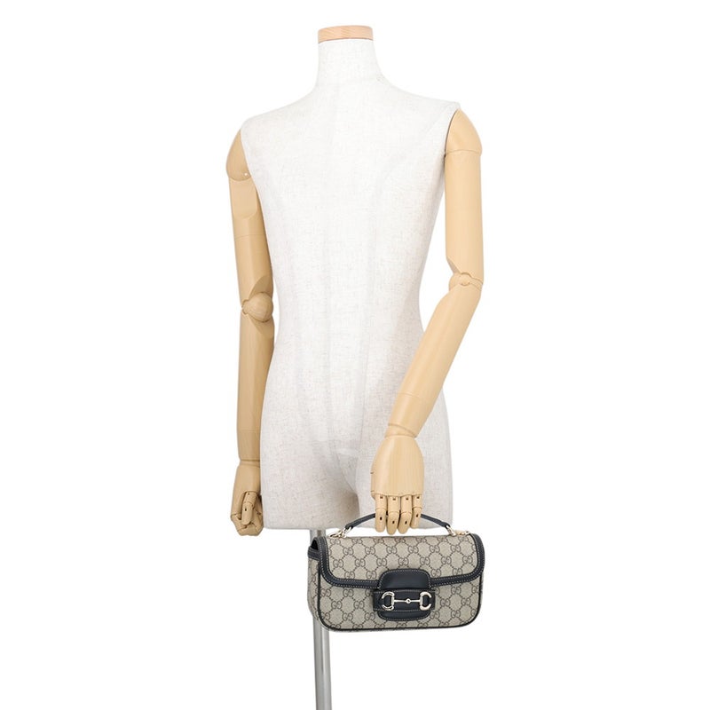 グッチ ハンドバッグ ホースビット 1955 ソフト スモール トップハンドルバッグ GGスプリーム 815206 GUCCI 2way 黒