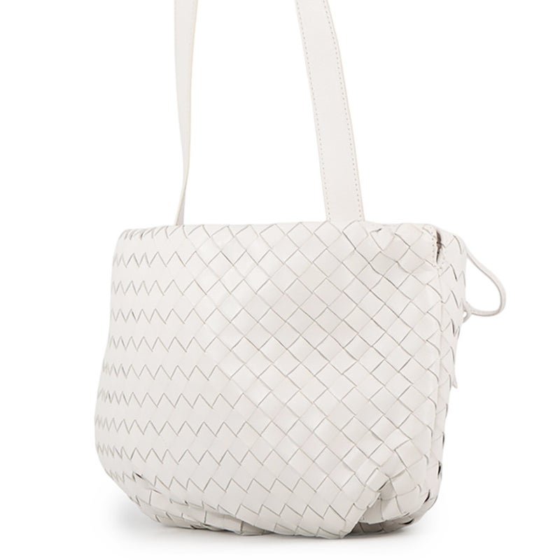 ボッテガヴェネタ ショルダーバッグ イントレチャート ザ・バルブ サッチェルバッグ ミニ レザー BOTTEGA VENETA 白