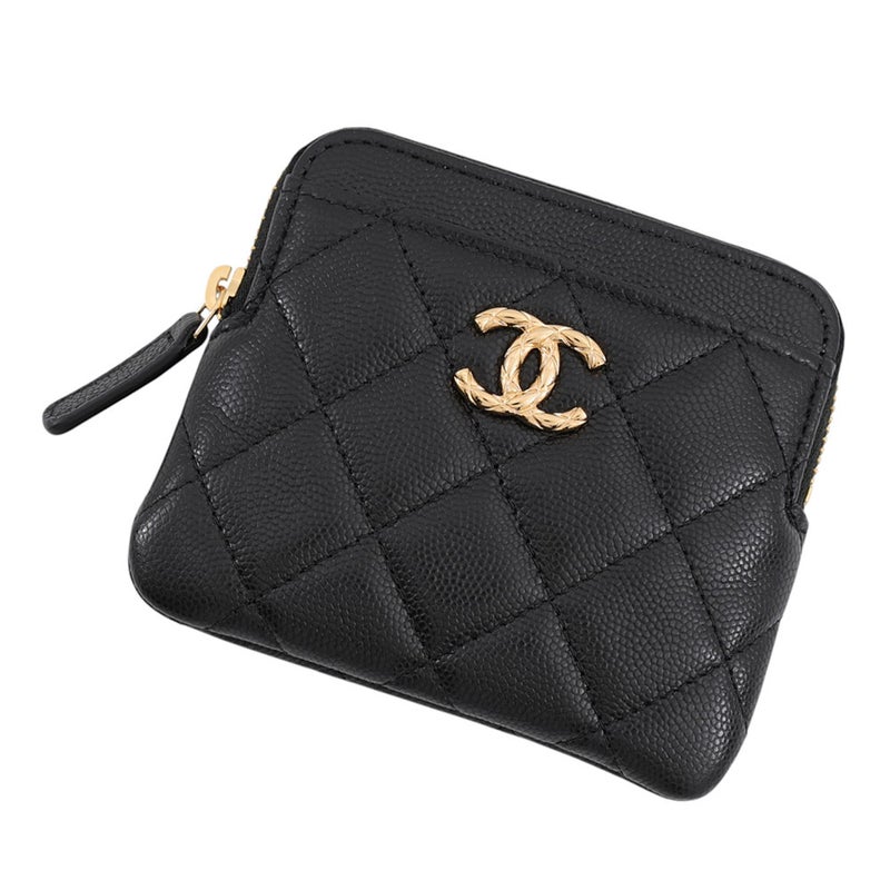 シャネル コインケース マトラッセ フラグメント キャビアスキン AP5012 CHANEL 財布 黒