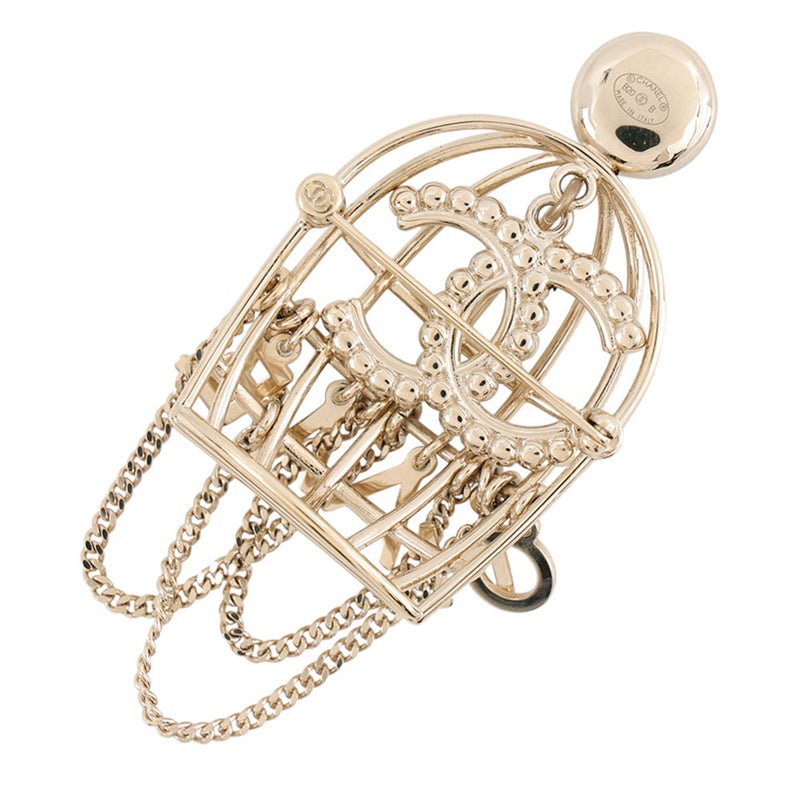 シャネル ブローチ 鳥かご ココマーク ロゴ ラインストーン フェイクパール B20  BCHANEL アクセサリー
