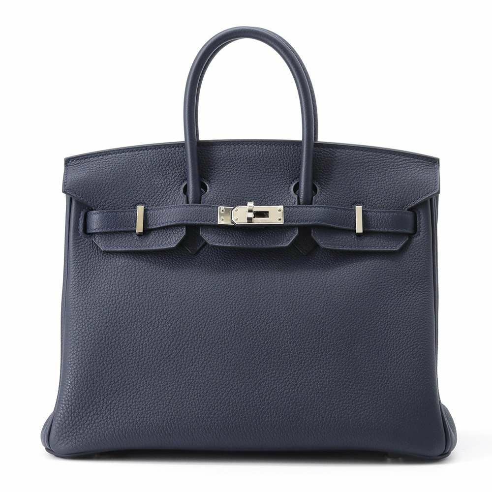 ハンドバッグ 25cm ブルーブリュム　シルバー金具 エルメス バーキン25 ブルーニュイ/シルバー金具 トゴ C刻印 HERMES