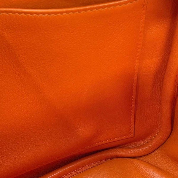 エルメス ハンドバッグ プリュム28 オレンジ/マルチカラー/シルバー金具 ヴィブラート/ヴォーガリバー □C刻印