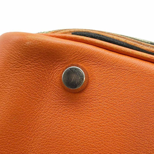 エルメス ハンドバッグ プリュム28 オレンジ/マルチカラー/シルバー金具 ヴィブラート/ヴォーガリバー □C刻印