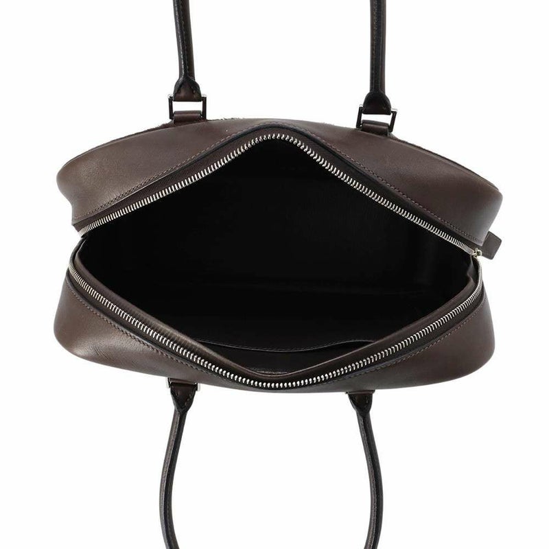 エルメス ハンドバッグ プリュム28 ブラウン/シルバー金具 ハラコ/スイフト □K刻印