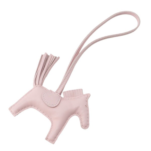 エルメス バッグチャーム ロデオPM ローズサクラ ラムスキン W刻印