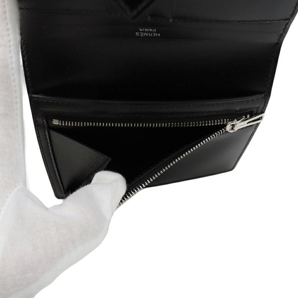 エルメス 二つ折り財布 ベアンコンパクト モノクローム ブラック/ブラック金具 ボックスカーフ W刻印 黒