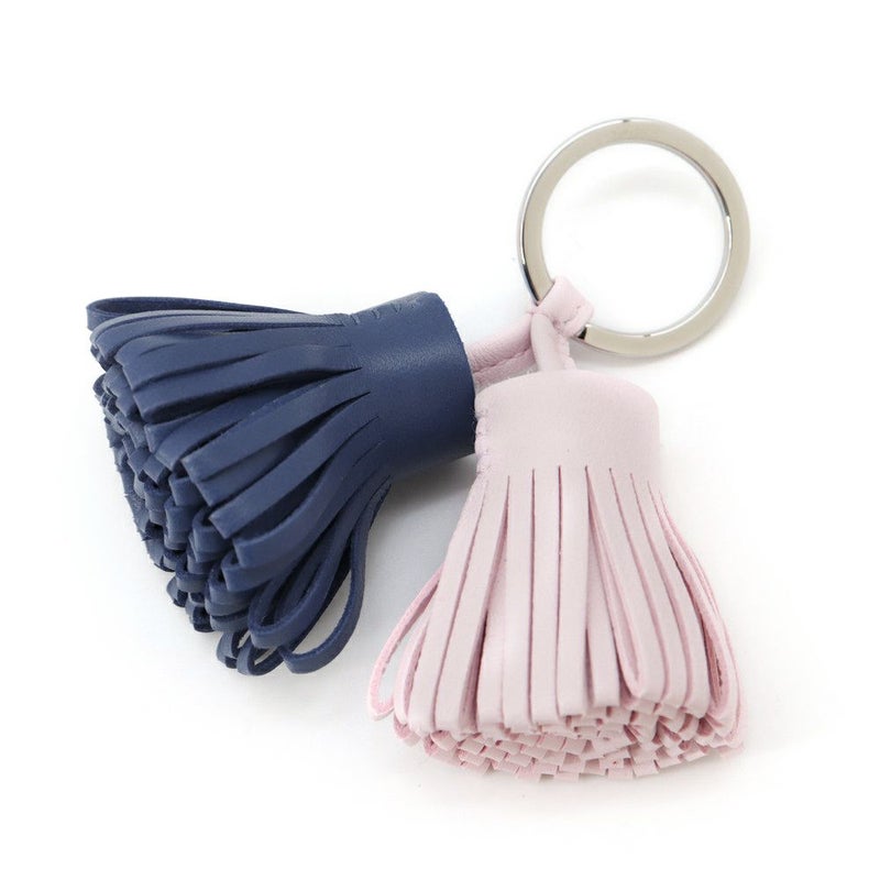 エルメス キーホルダー カルメン ウノドス ブルードマルト/ローズダーリン/シルバー金具 ラムスキン