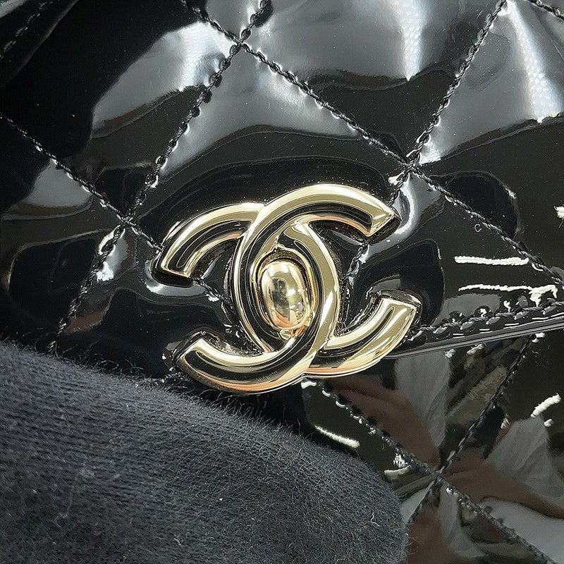 シャネル チェーンショルダーバッグ ココマーク マトラッセ パテント AS4511 CHANEL 黒