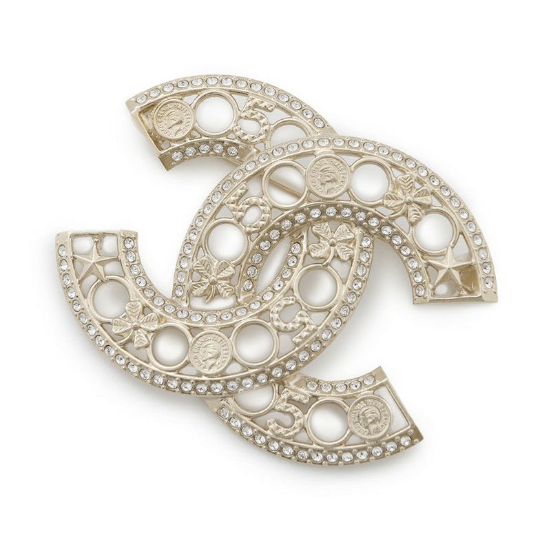 シャネル ブローチ ココマーク クローバー ストラス F24B ABE297 CHANEL アクセサリー ラインストーン