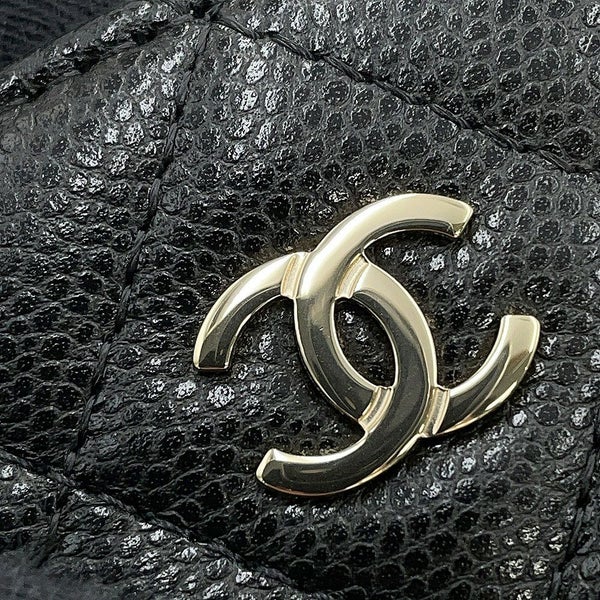 シャネル チェーンショルダーバッグ マトラッセ ココマーク キャビアスキン AP4016 CHANEL 黒
