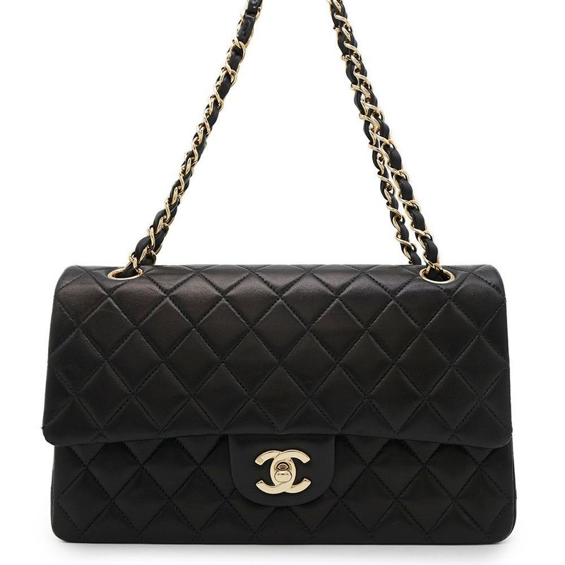 シャネル チェーンショルダーバッグ マトラッセ25 ココマーク ダブルチェーン ラムスキン A01112 CHANEL 黒