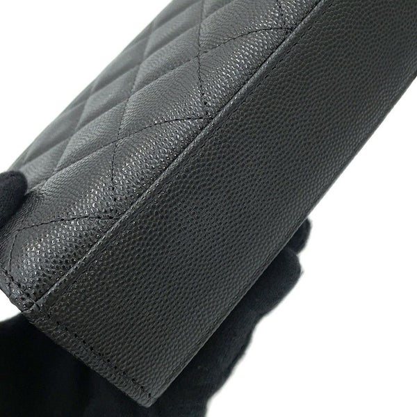 シャネル チェーンショルダーバッグ トップハンドル チェーンクラッチ マトラッセ ココマーク キャビアスキン AP3237 黒