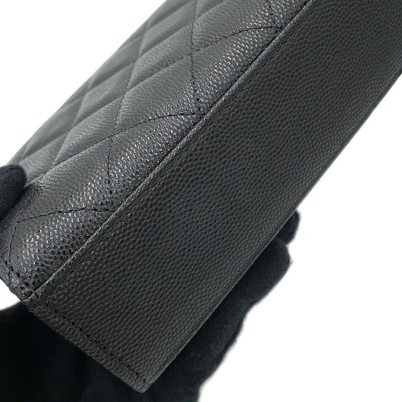 シャネル チェーンショルダーバッグ トップハンドル チェーンクラッチ マトラッセ ココマーク キャビアスキン AP3237 黒