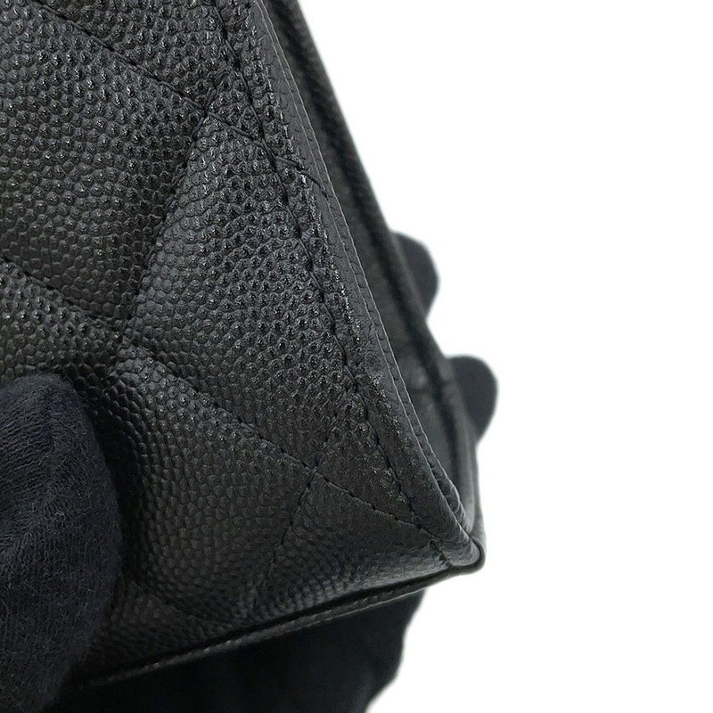 シャネル チェーンショルダーバッグ トップハンドル チェーンクラッチ マトラッセ ココマーク キャビアスキン AP3237 黒