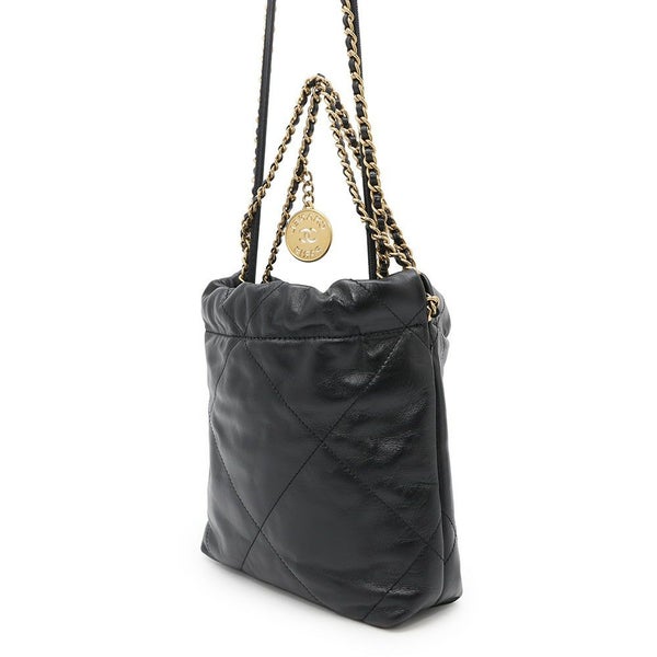 シャネル ハンドバッグ CHANEL 22 ミニ ココマーク シャイニーカーフレザー AS3980 CHANEL 2wayショルダーバッグ 黒
