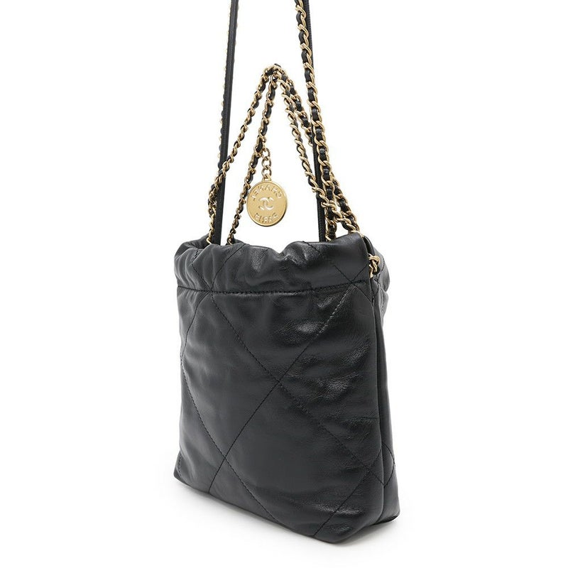 シャネル ハンドバッグ CHANEL 22 ミニ ココマーク シャイニーカーフレザー AS3980 CHANEL 2wayショルダーバッグ 黒