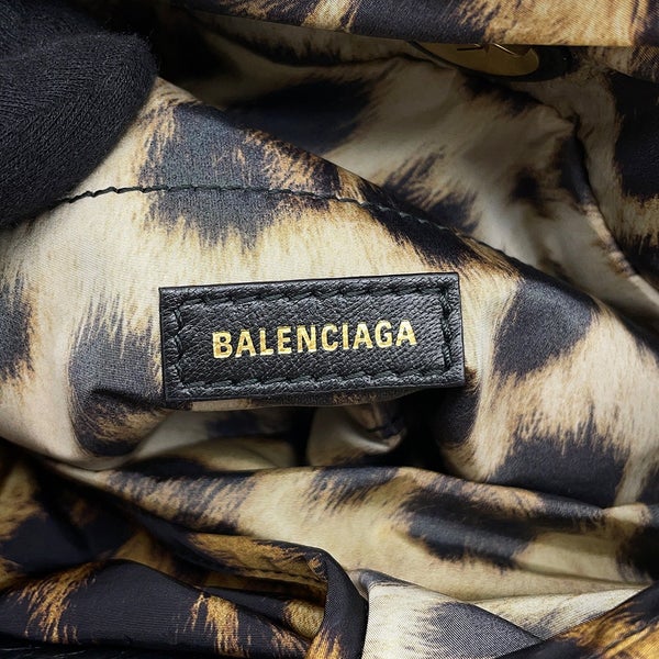 バレンシアガ チェーンショルダーバッグ モナコ スモール レオパード ラムスキン/ナイロン 791847 BALENCIAGA トートバッグ 黒