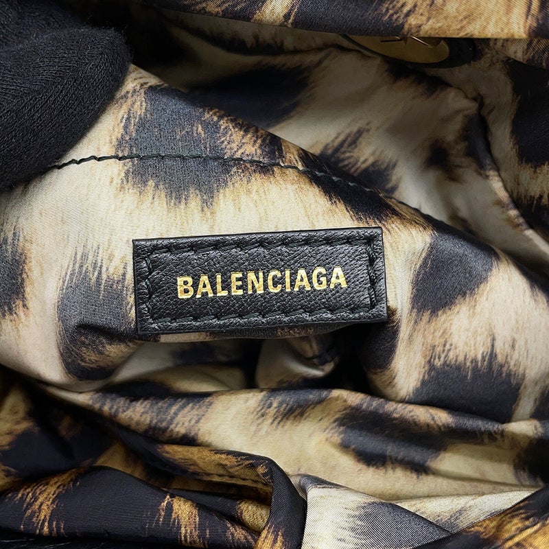 バレンシアガ チェーンショルダーバッグ モナコ スモール レオパード ラムスキン/ナイロン 791847 BALENCIAGA トートバッグ 黒