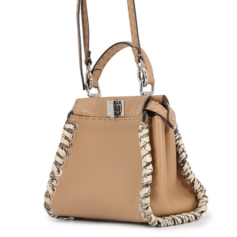 フェンディ ハンドバッグ ミニ ピーカブー セレリア レザー/パイソン 8BN244 FENDI 2way
