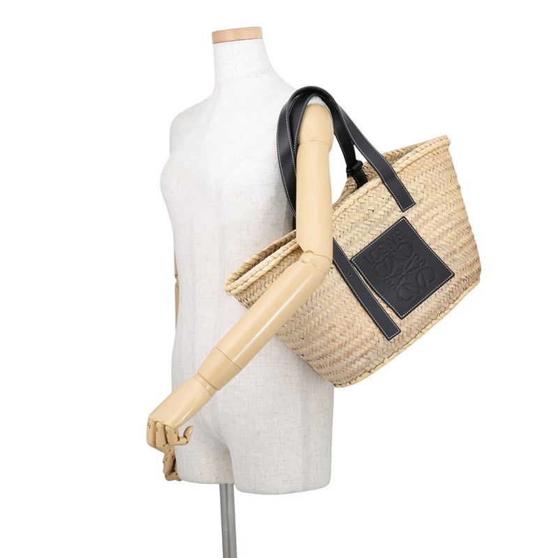ロエベ トートバッグ アナグラム ラージ ラフィア LOEWE バスケットバッグ かごバッグ 黒