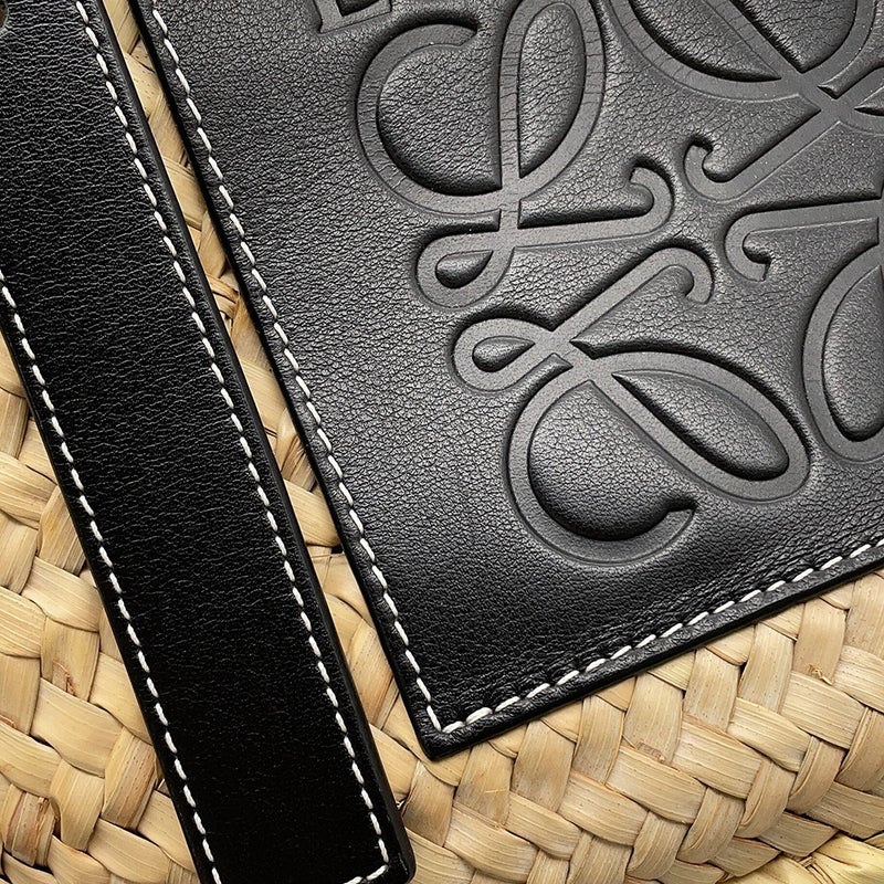 ロエベ トートバッグ アナグラム ラージ ラフィア LOEWE バスケットバッグ かごバッグ 黒