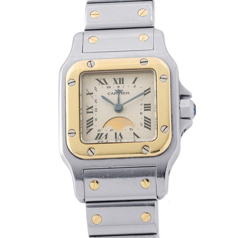 カルティエ サントス ガルベ ムーンフェイズ SM W20008C4 Cartier 腕時計 アイボリー文字盤