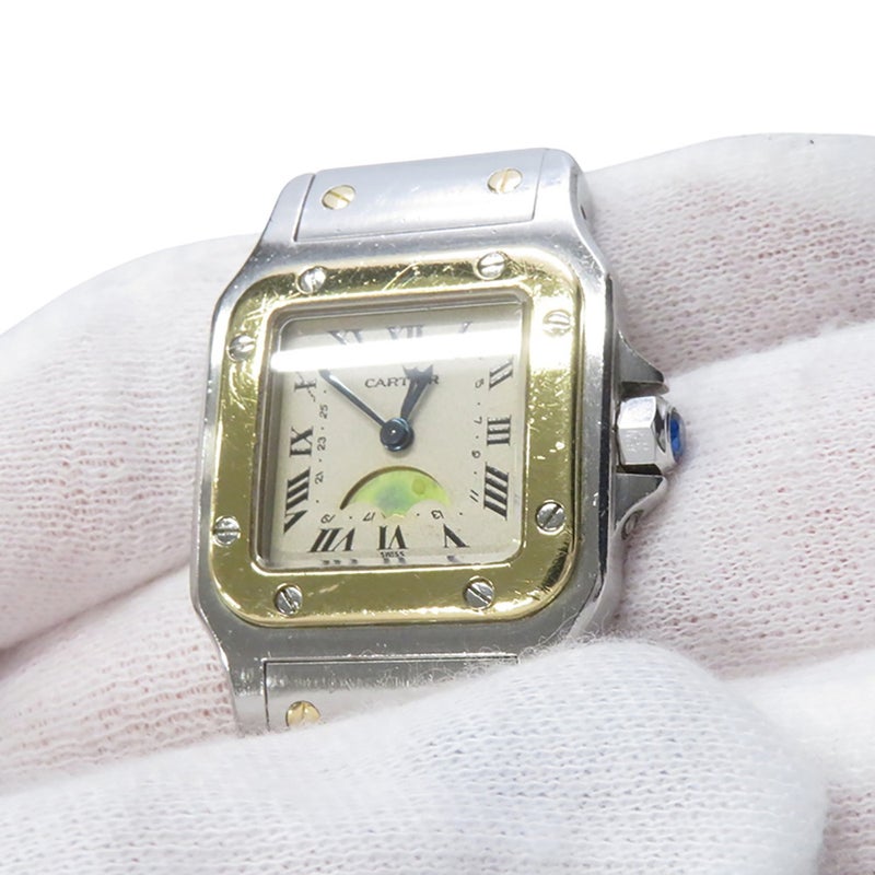 カルティエ サントス ガルベ ムーンフェイズ SM W20008C4 Cartier 腕時計 アイボリー文字盤