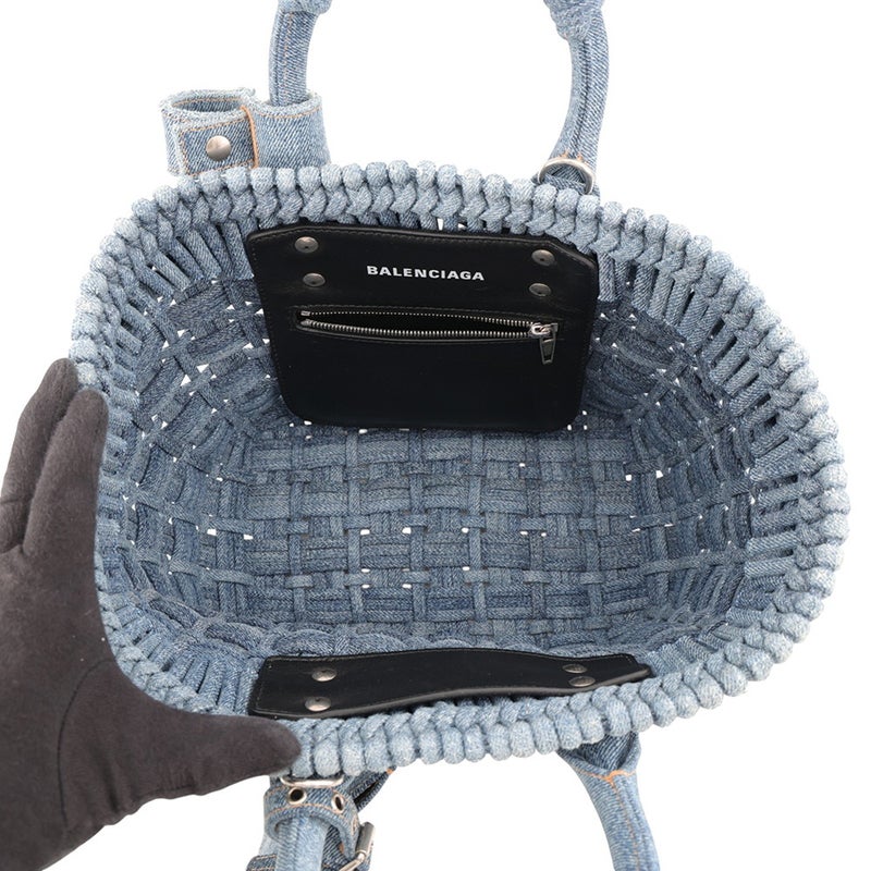 バレンシアガ ハンドバッグ ビストロ XS デニム 671342 BALENCIAGA バスケットバッグ 2wayショルダーバッグ