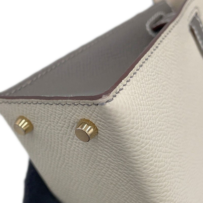 エルメス ハンドバッグ ミニケリー2 外縫い クレ/グリメイヤー/シャンパンゴールド金具 エプソン W刻印 HERMES 2wayバッグ SPO