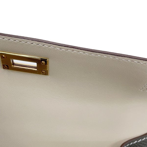 エルメス ハンドバッグ ミニケリー2 外縫い クレ/グリメイヤー/シャンパンゴールド金具 エプソン W刻印 HERMES 2wayバッグ SPO