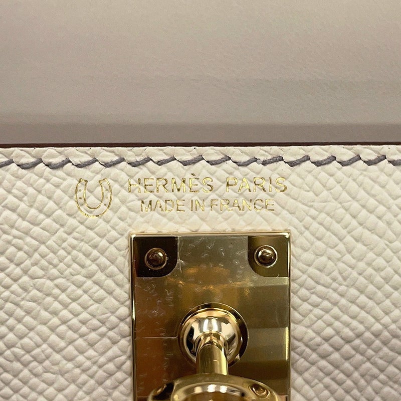 エルメス ハンドバッグ ミニケリー2 外縫い クレ/グリメイヤー/シャンパンゴールド金具 エプソン W刻印 HERMES 2wayバッグ SPO