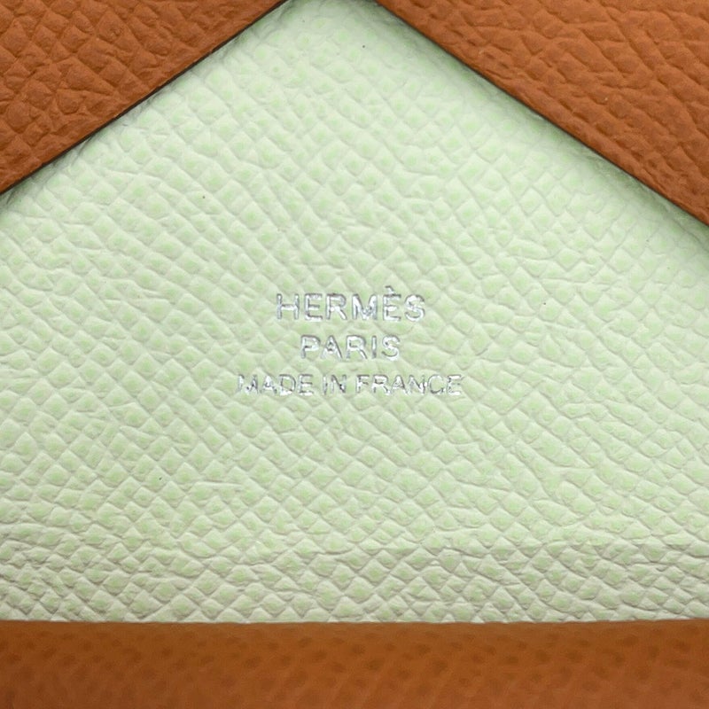 エルメス コインケース カルヴィ デュオ ヴェルソ ゴールド/ヴェールフィズ/シルバー金具 エプソン U刻印 財布