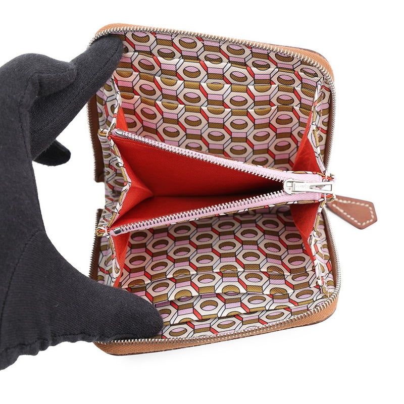 エルメス コインケース アザップコンパクト シルクイン ゴールド/シルバー金具 エプソン Z刻印 HERMES
