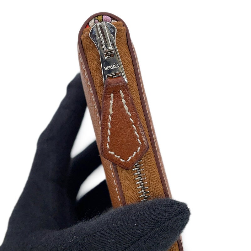 エルメス コインケース アザップコンパクト シルクイン ゴールド/シルバー金具 エプソン Z刻印 HERMES