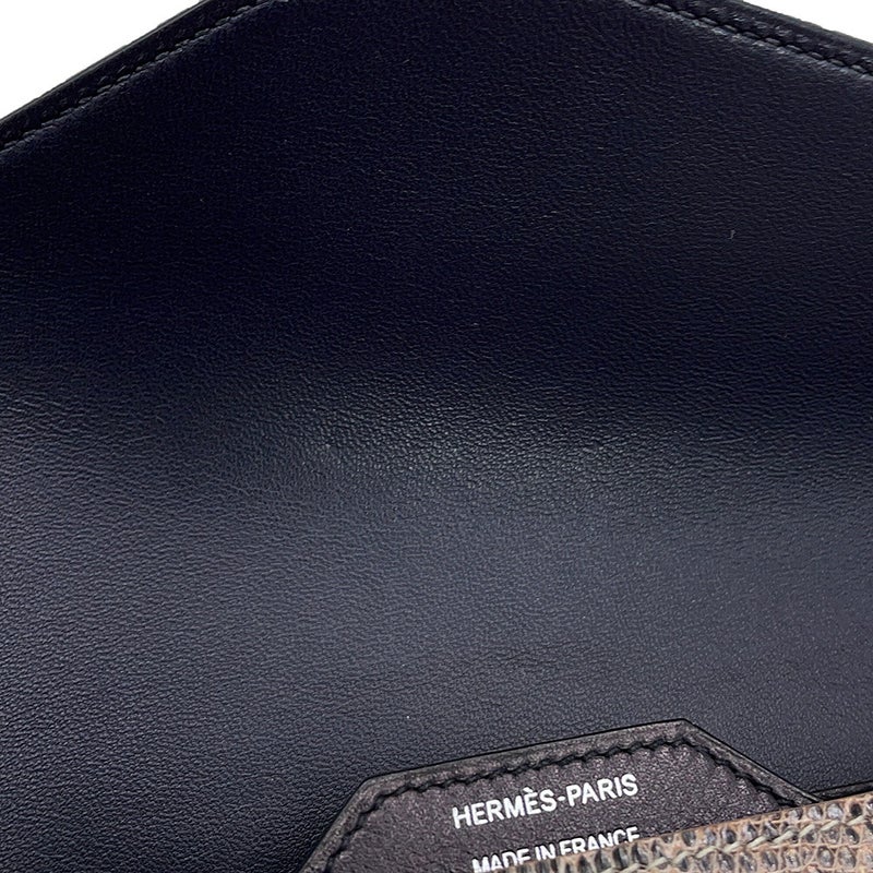 エルメス 長財布 パッサン ロング ブルーインディゴ/オンブレ/シルバー金具 エバーグレイン/リザード A刻印 HERMES