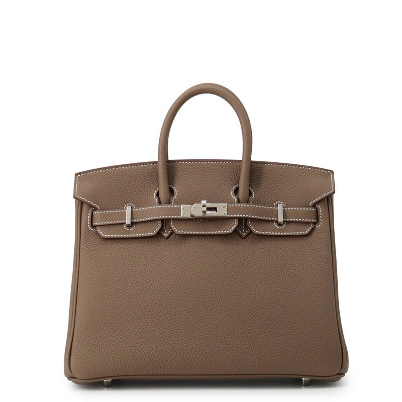 エルメス バーキン25 エトゥープ/シルバー金具 トゴ G刻印 HERMES Birkin ハンドバッグ